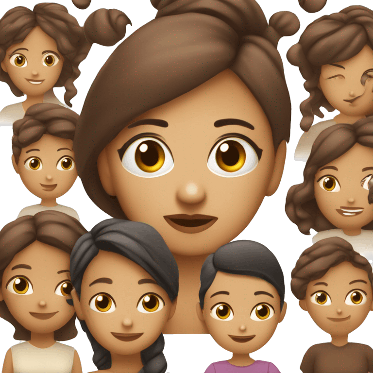 Mamá y bebé güeras, con cabello café y ojos cafés claro  emoji