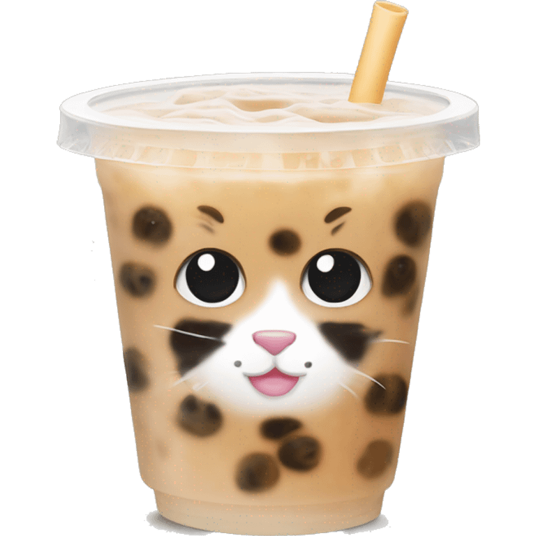 bubble tea with cat face emoji