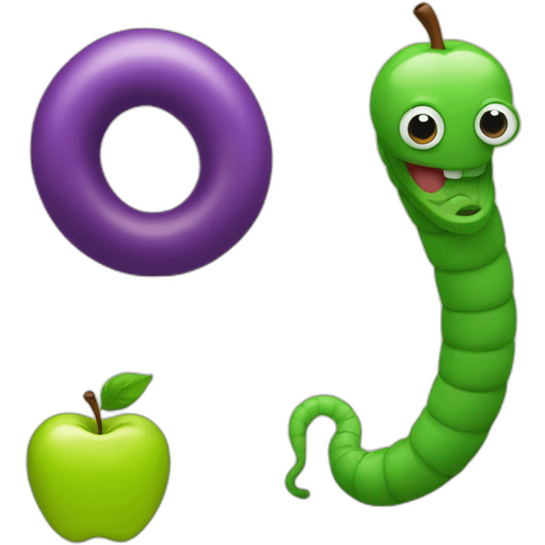  worm and apple emoji