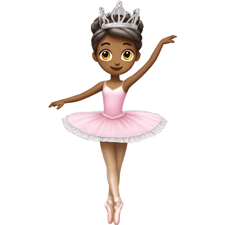 A pink ballerina with a silver bright tiara and so danci emoji