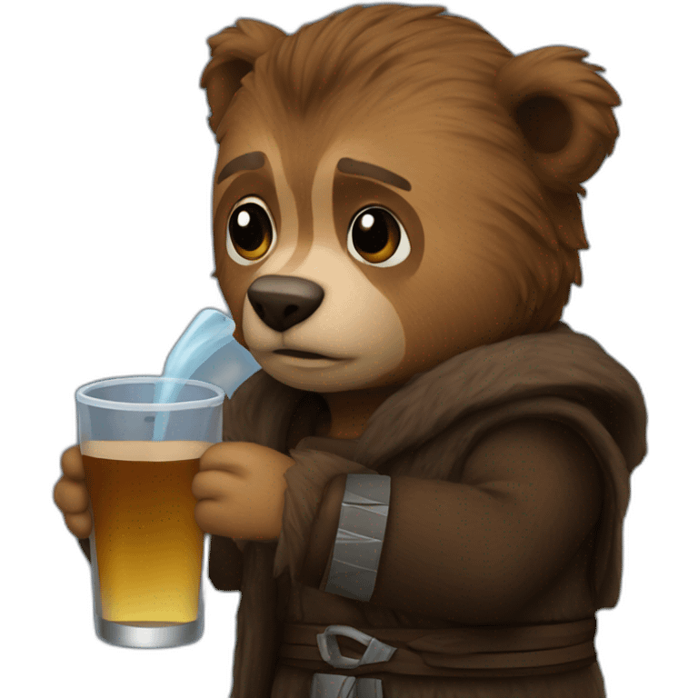 Anakin drinking a bear emoji