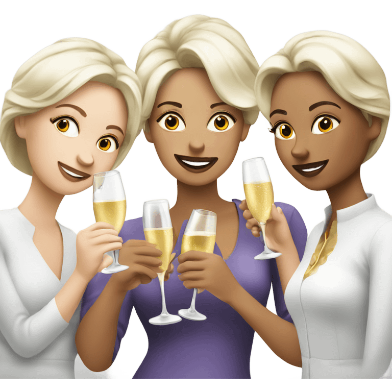 6 white ladies drinking Prosecco  emoji