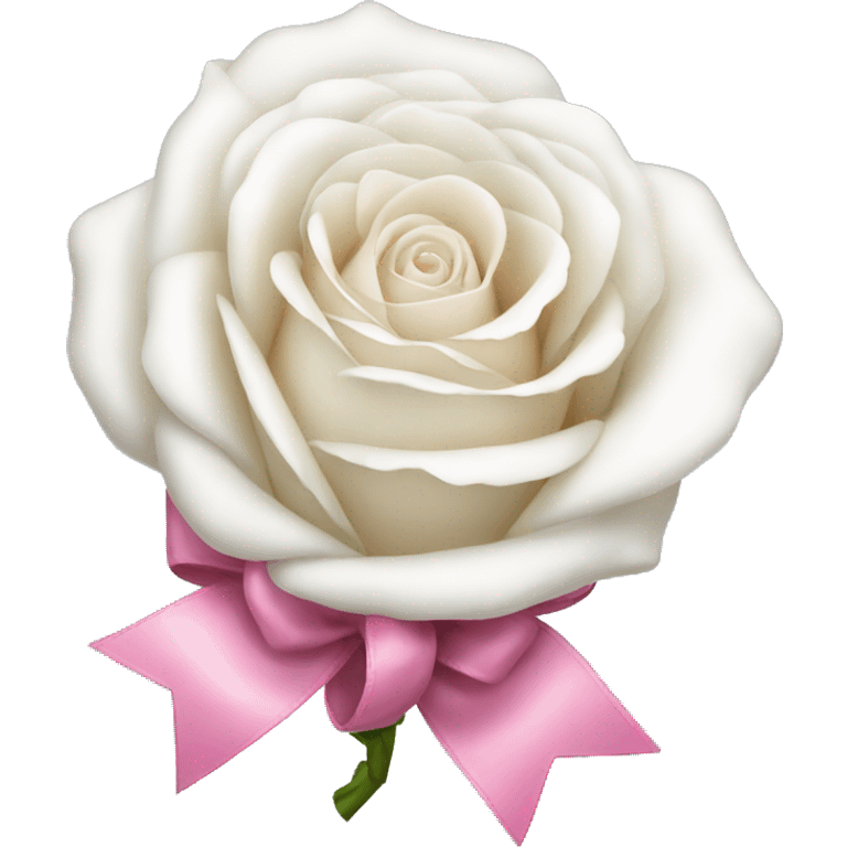 White rose with pink bow emoji