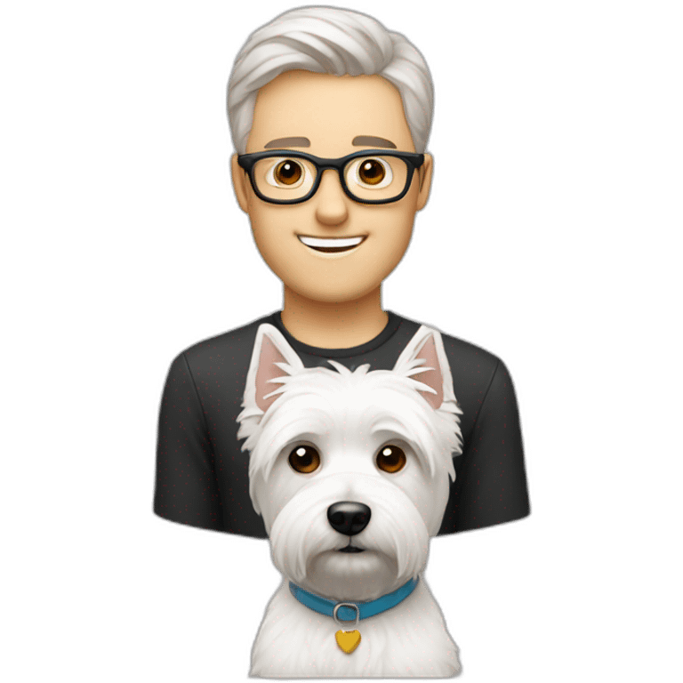 Man with glasses anda westie dog emoji