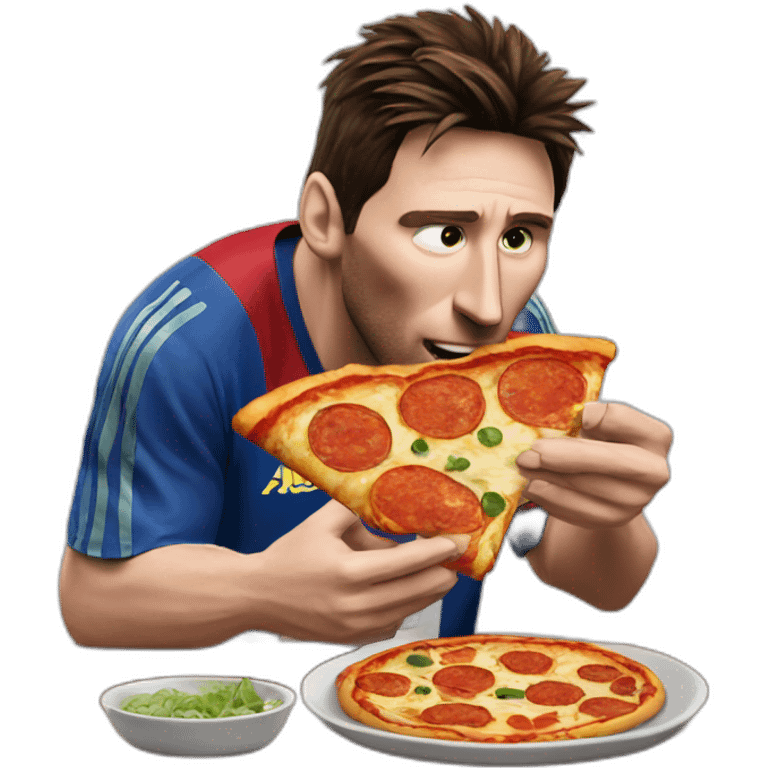 Messi comiendo pizza emoji