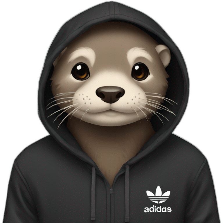 otter in black adidas hoodie emoji