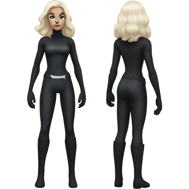 catwomen with long hair and white skin full body, dark aesthetic  emoji