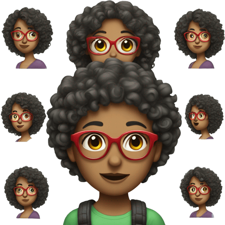 Curly hair girl with grenn red glassess emoji