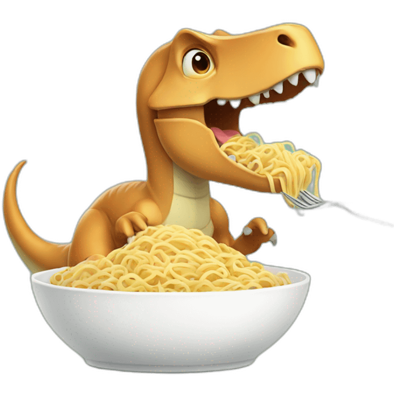 dinosaur eating noodles emoji