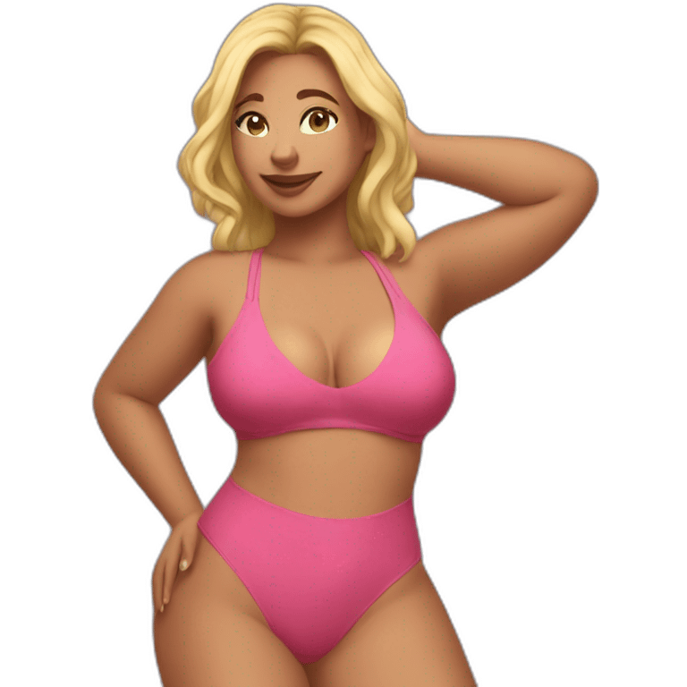 Slim-Thicc caucasian woman swimsuit posing emoji