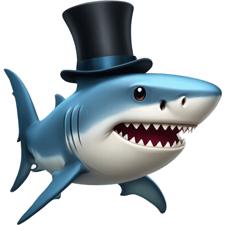 Shark with a top hat emoji