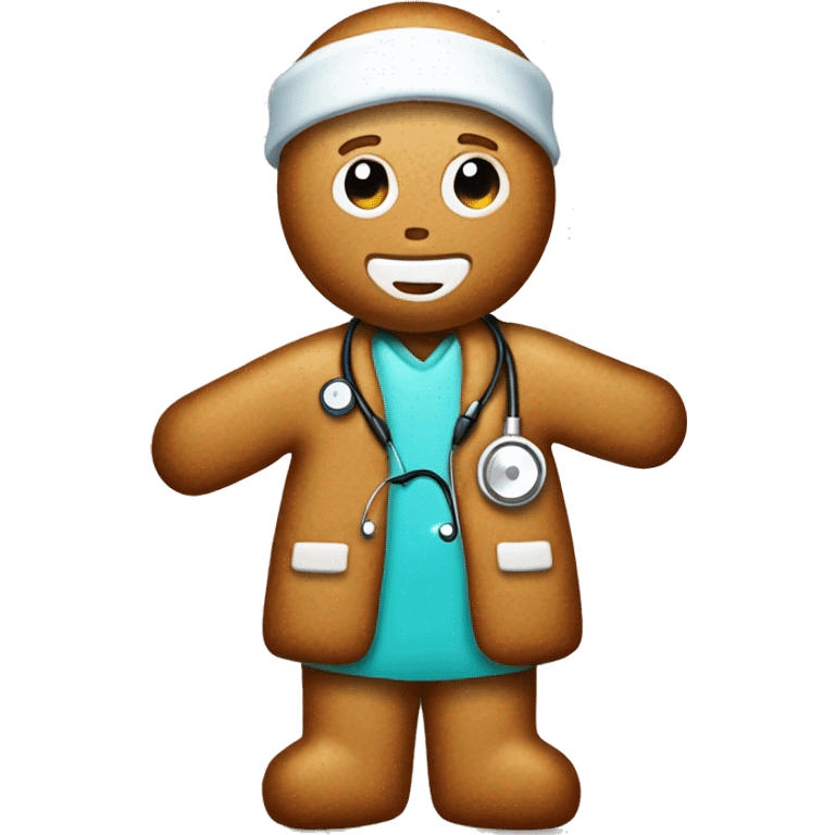 A gingerbread wearing a stethoscope and glass emoji