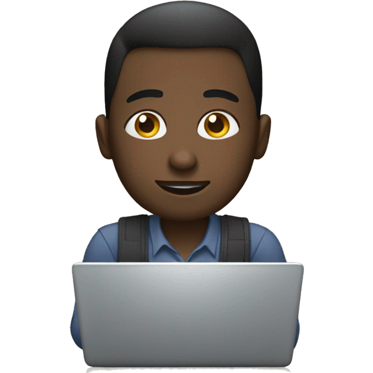 black man working on lap top emoji