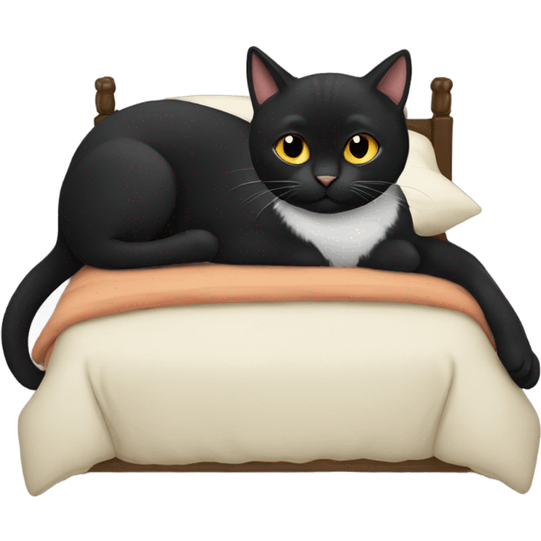 A black cat on a bed emoji