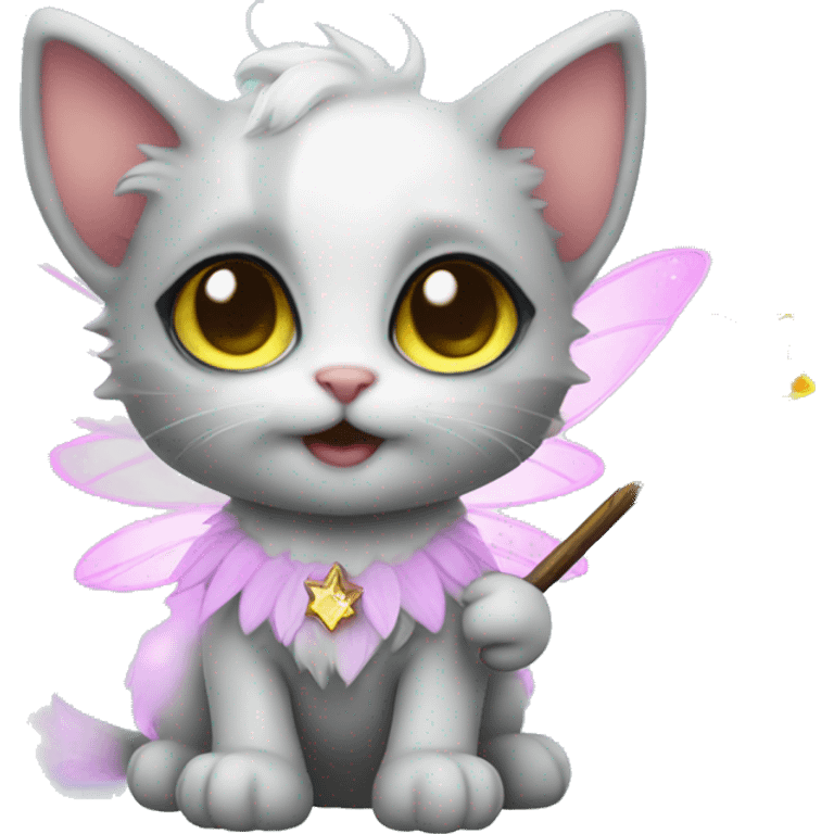 Kitten fairy with wand emoji