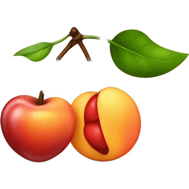 cherry and peach with "VS" between emoji