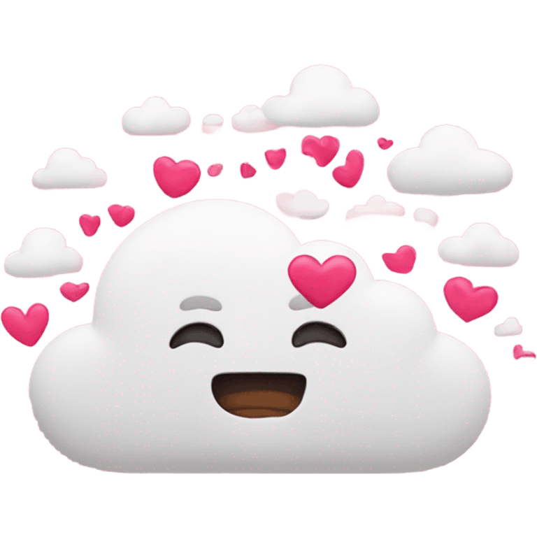 Thoughts cloud with pink heats emoji