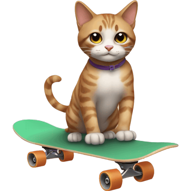 Small cat do a trick on skateboard  emoji