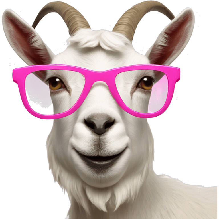 goat with pink sunglasses white background emoji