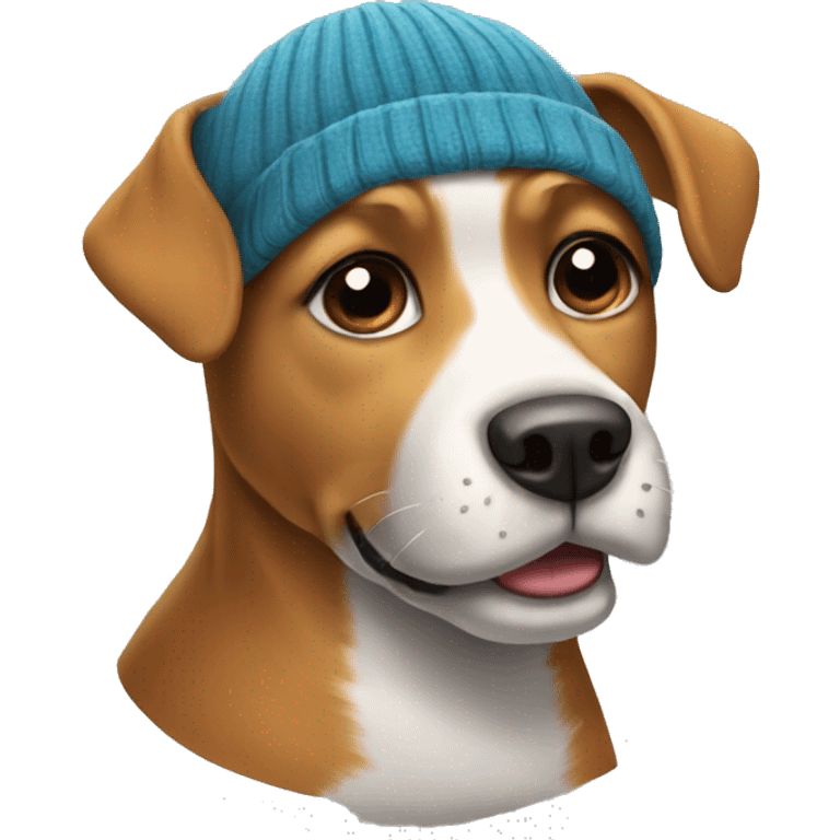 Dog wearing beanie emoji