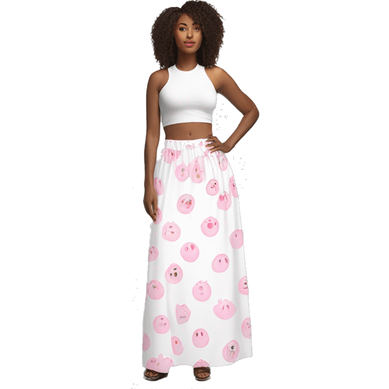 white with soft pink accents Maxi skirt emoji