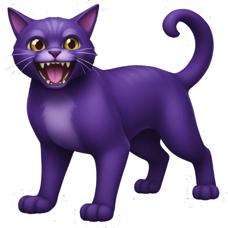 Black-purple Cat-Fakémon with big fangs full body emoji