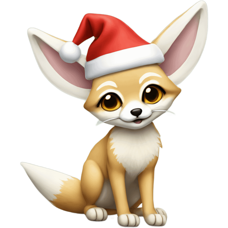 A fennec fox with a Santa hat emoji