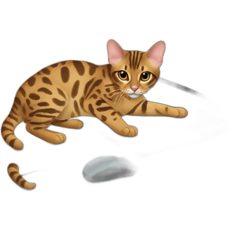 bengal cat playing with a computer mouse emoji