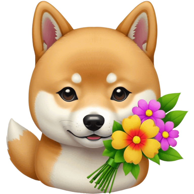 shiba inu with flowers emoji