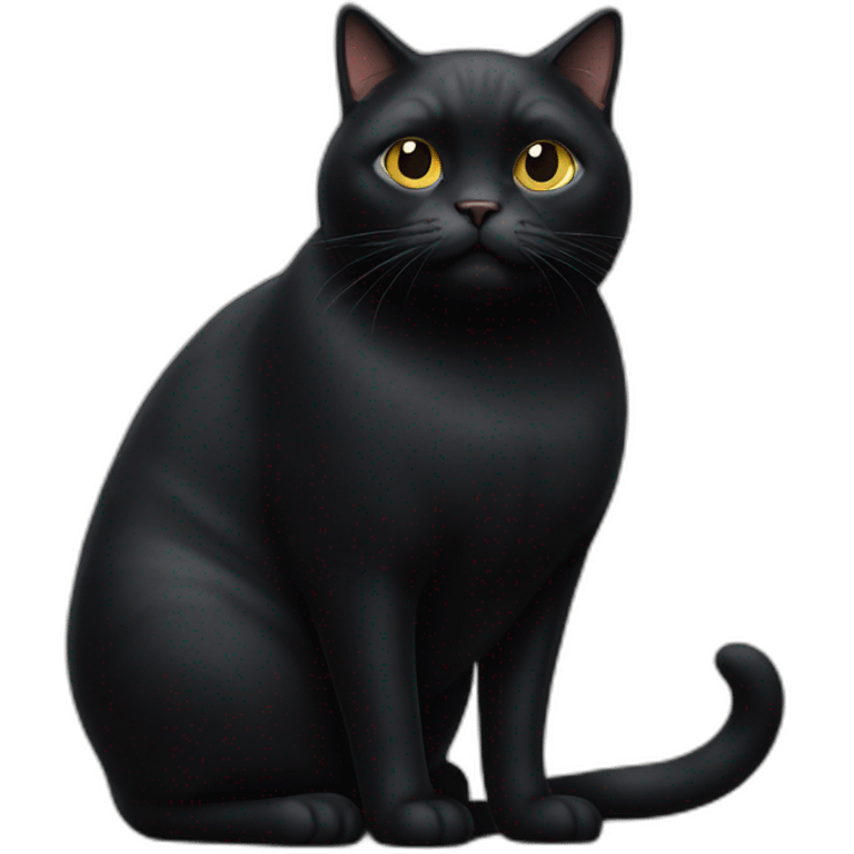 fat black cat standing emoji