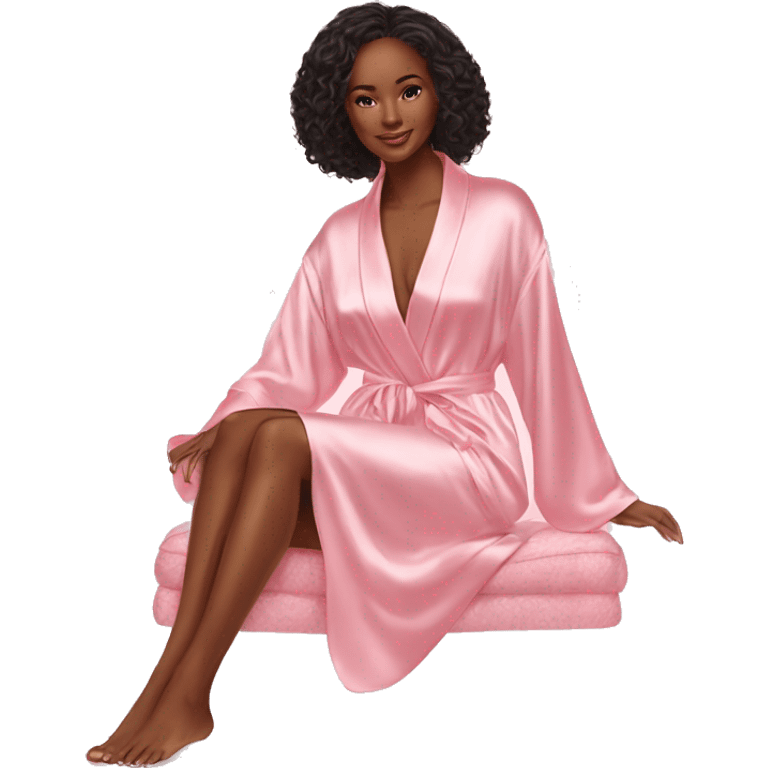 Light pink silk slippers and robe looks more glamorous and victoria secret type vibe emoji