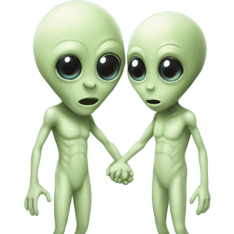 Two aliens holding hands emoji