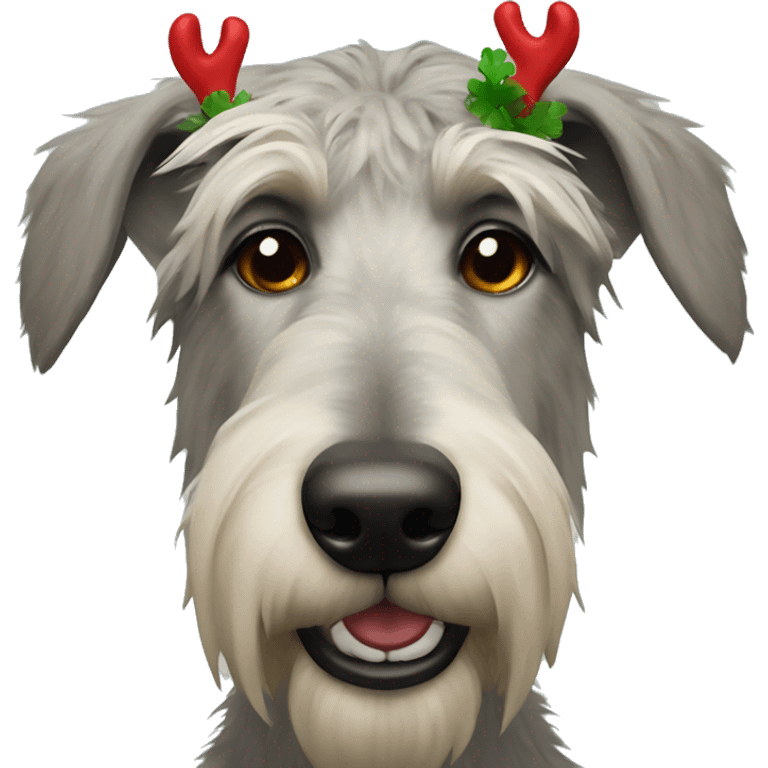  Irish wolfhound dog with reindeer antlers headband emoji