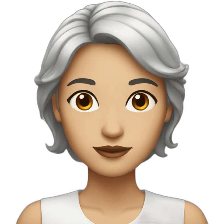 a latina woman with brown eyes and hair, white skin, short hair emoji