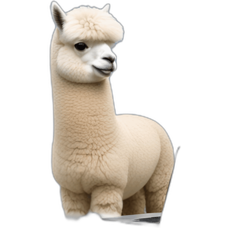 alpaca in clouds with laptop apple emoji