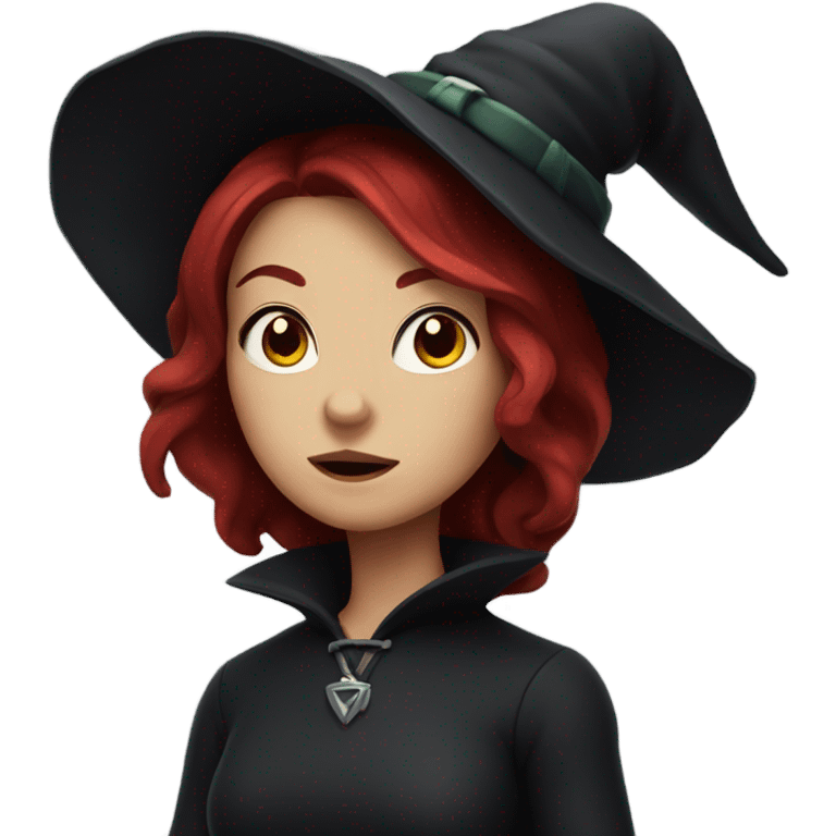 witch girl with dark red hair emoji