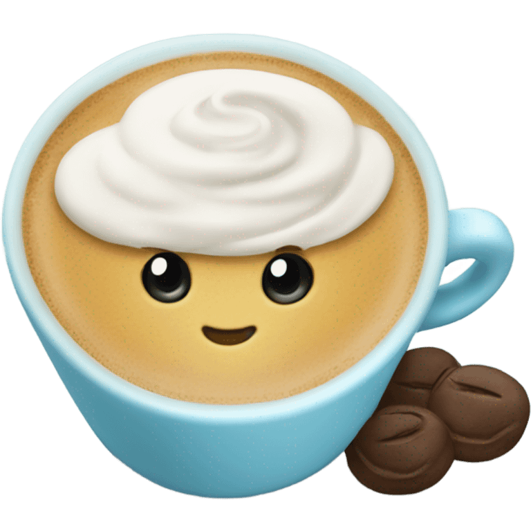 Cappuccino in a baby blue cup emoji