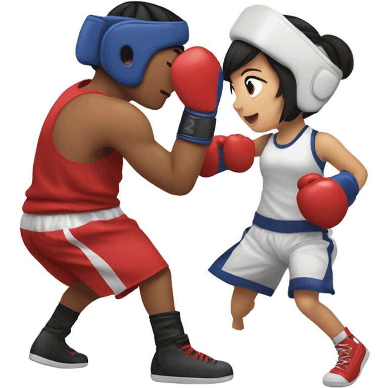 asian girl boxing with boyfriend emoji