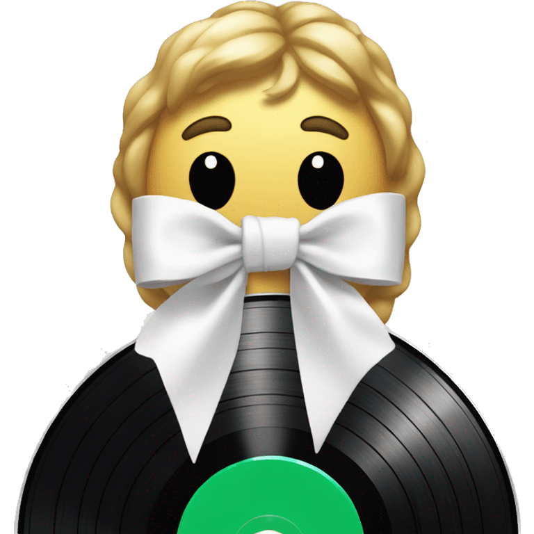  vinyl record with white bow emoji