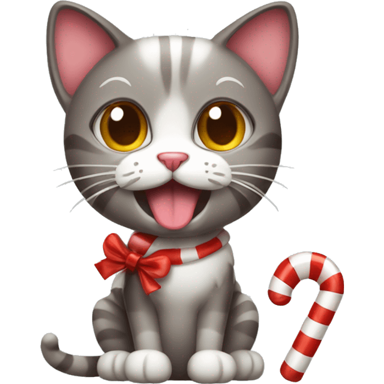 Cat with candy cane emoji