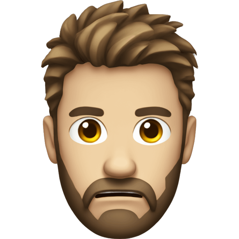 very angry male head with a beard and short scruffy medium brown hair  emoji