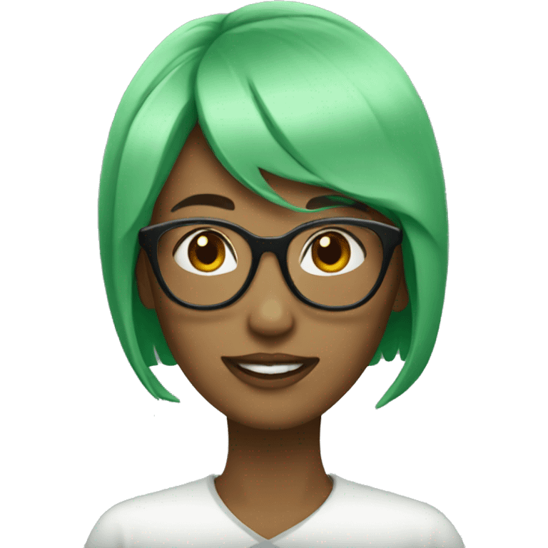 Woman with glasses and green hair  emoji