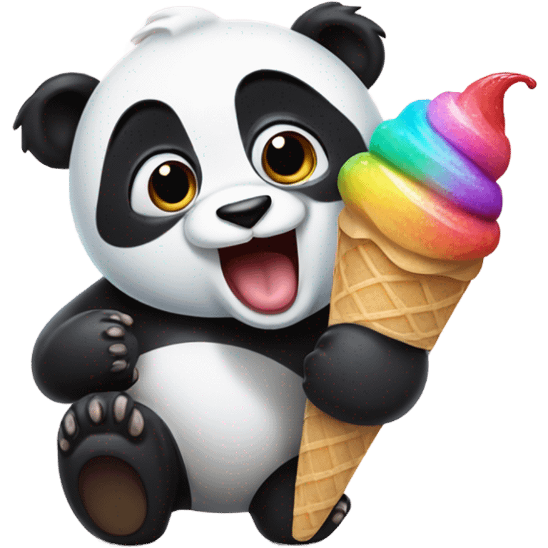 Panda eating ice cream emoji