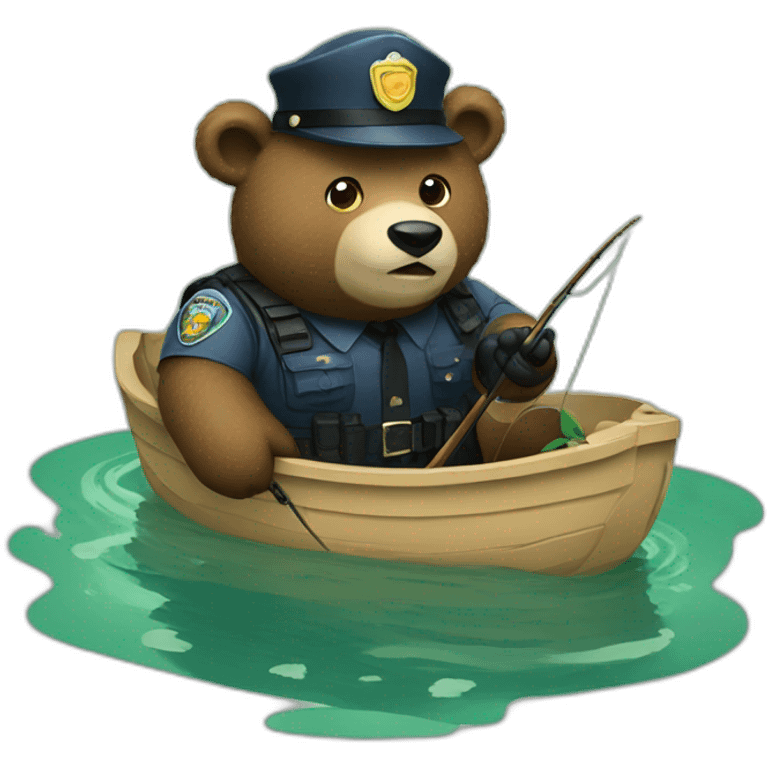 Bear cop fishing in a pond emoji