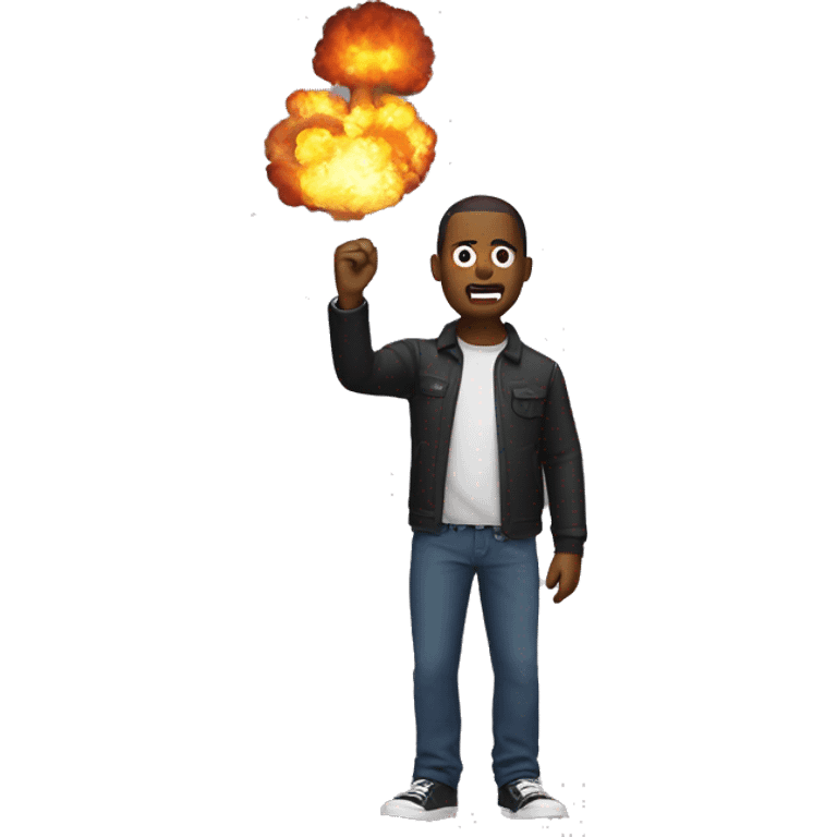 There's a guy standing and there's an explosion behind him emoji