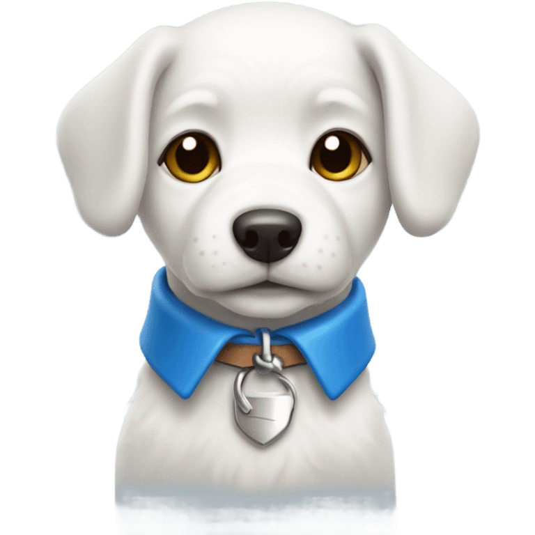 Little white dog with a blue collar emoji