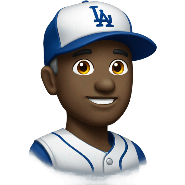 male portrait with earrings and a Dodgers baseball hat emoji