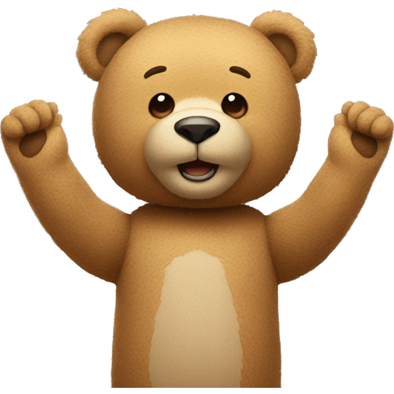 Teddy bear arms raised emoji