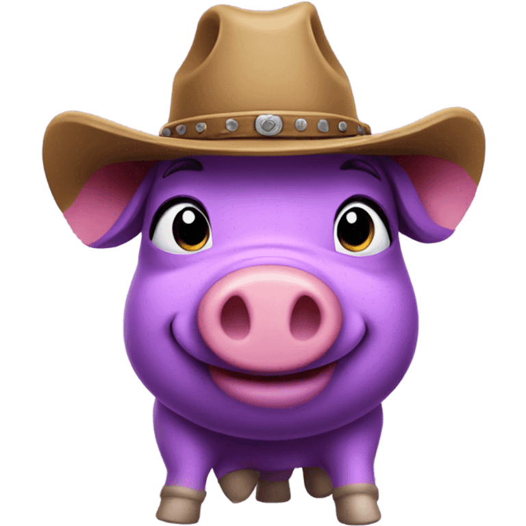 Purple pig wearing cowboy hat emoji