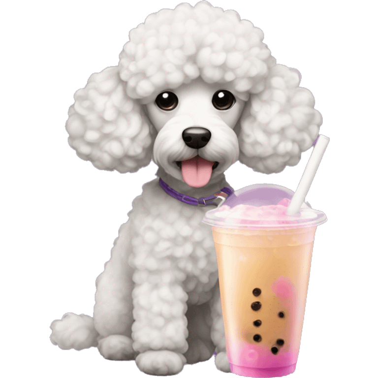 poodle dog with bubble tea emoji